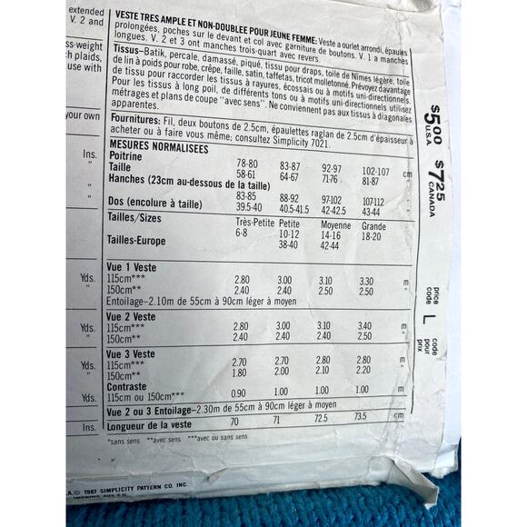 Simplicity 8176 Sewing pattern Blazer oversized lapel size M 14-16 - Picture 5 of 5